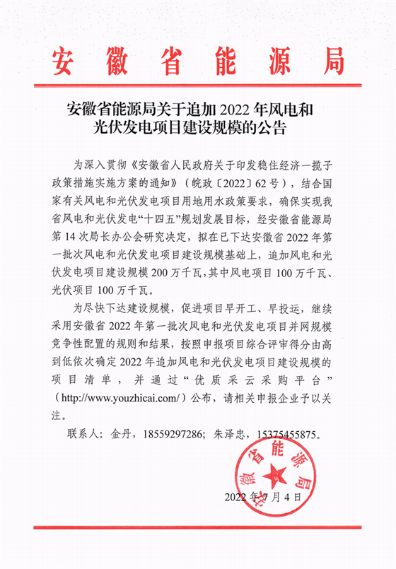 再加1GW光伏+1GW風電！安徽2022年風光項目建設規(guī)模擬至5GW！